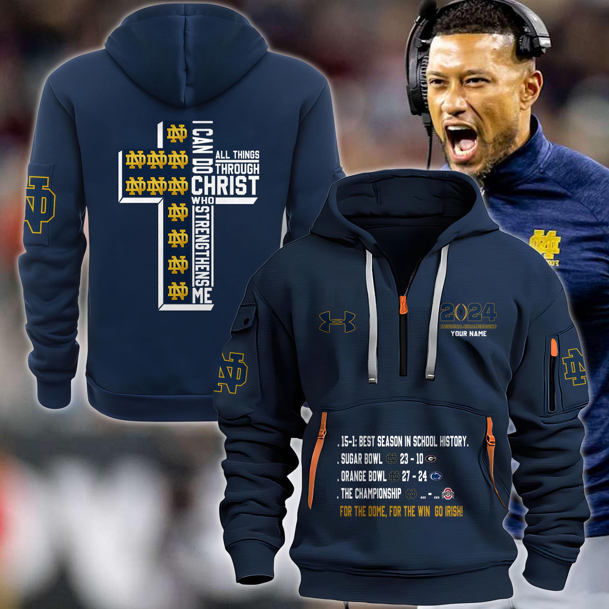 Notre Dame Fighting Irish Hoodie 2024 Custom 0111432 (Copy)