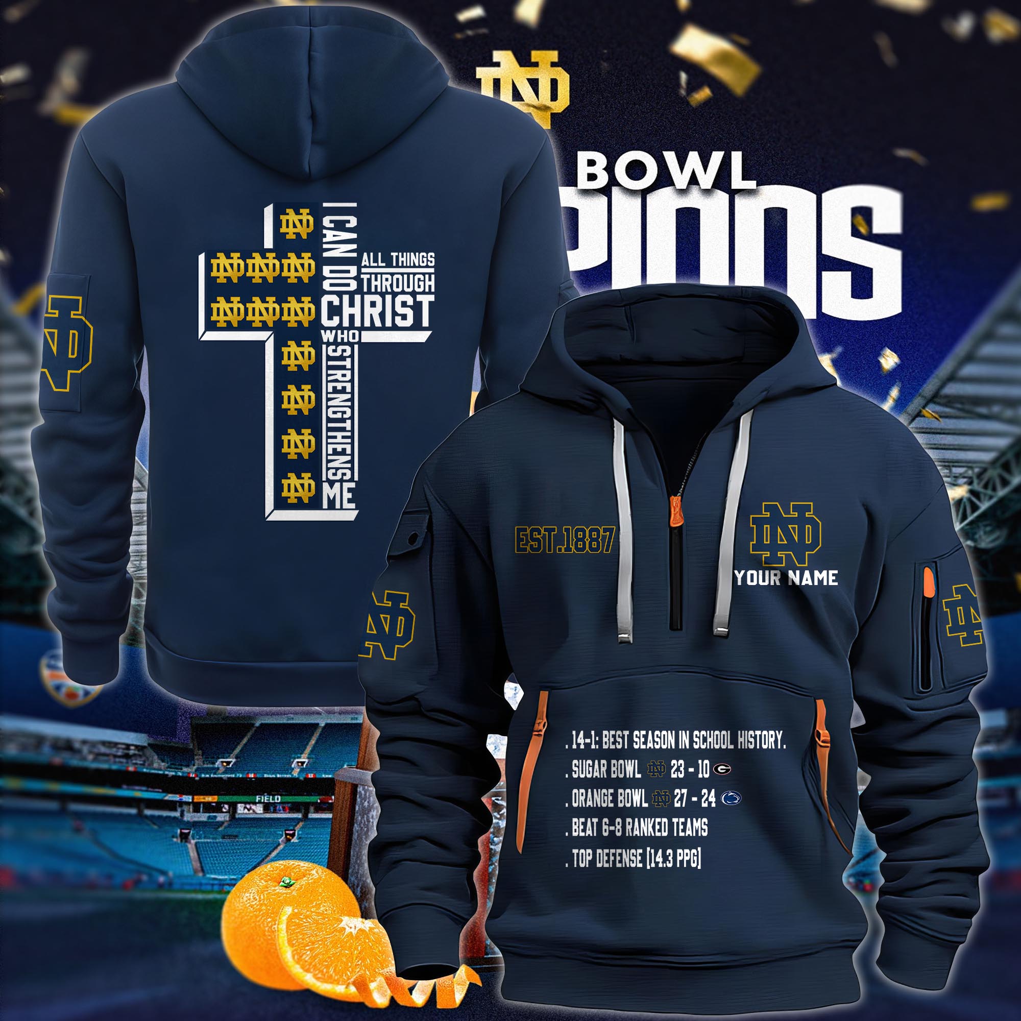 Notre Dame Fighting Irish Hoodie 2024 Custom 0111432